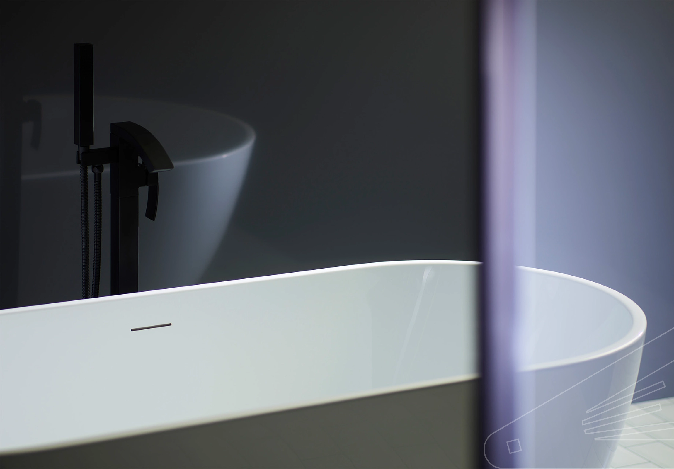 Ash Gloss Cladding installed in a bathroom  showing a white bath and transparent shower screen.