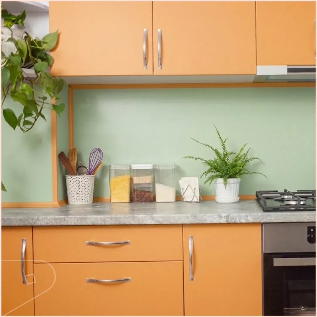 Willow cladding with Apricot profiles in a kitchen.
