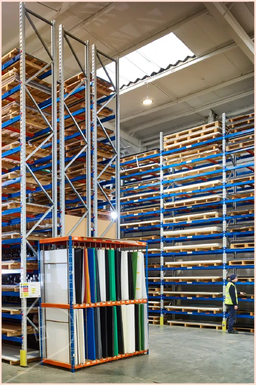 Direct Cladding Warehouse showing stacked upvc cladding