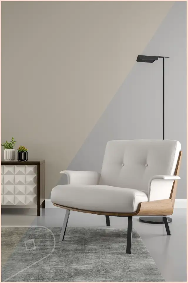 Warm lighting on clay wall claddingat aprox 2700k in living room space