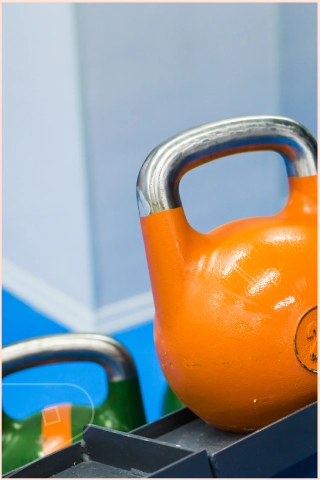Image of home gym with colourful wall cladding