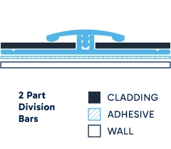 Illustration of installed 2 Part Division Bars. Click to enlarge
